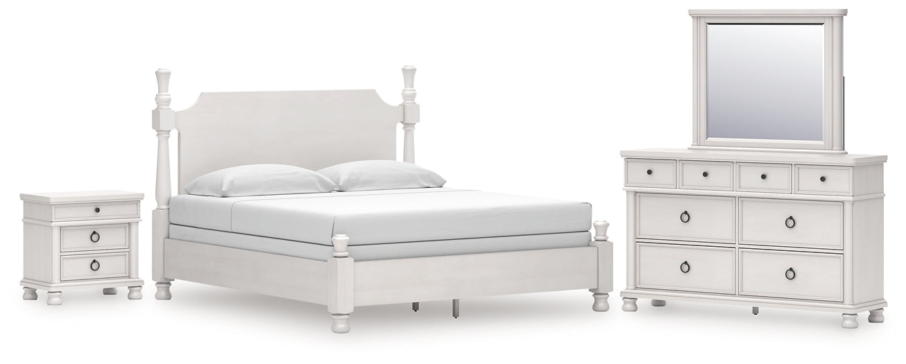 Rowlenstown  Poster Bed, Dresser, Mirror And Nightstand