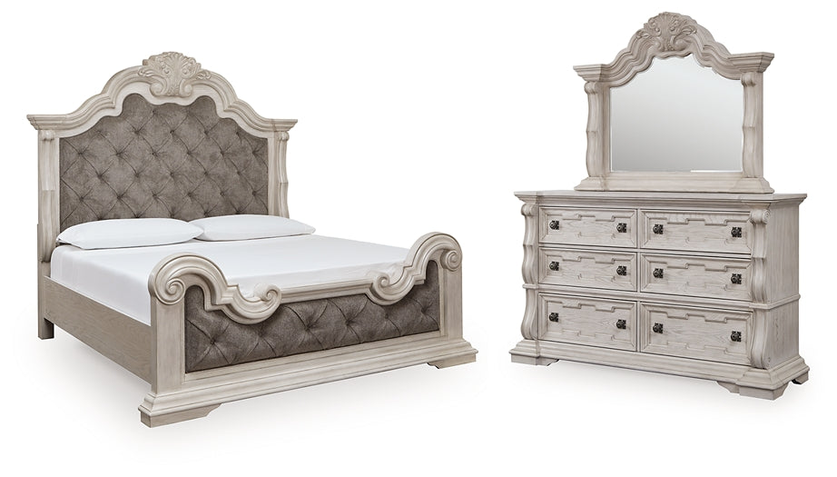 Bruchandi California  Upholstered Panel Bed With Mirrored Dresser