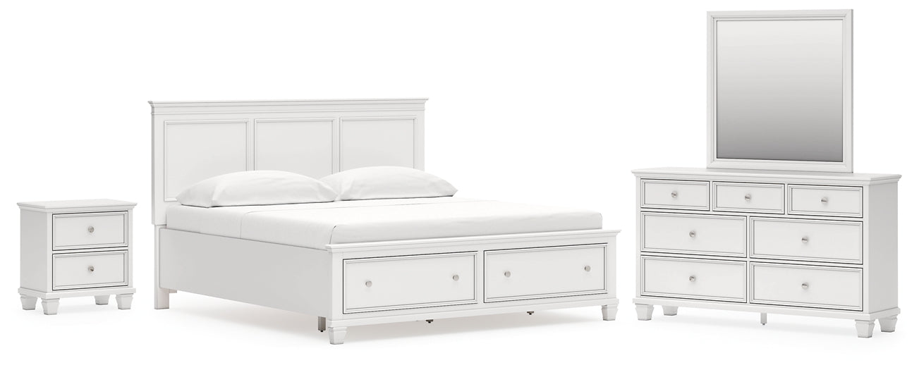 Fortman  Panel Storage Bed With Mirrored Dresser And Nightstand