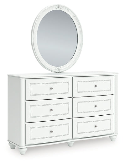 Kozlani  Upholstered Panel Bed, Dresser And Mirror