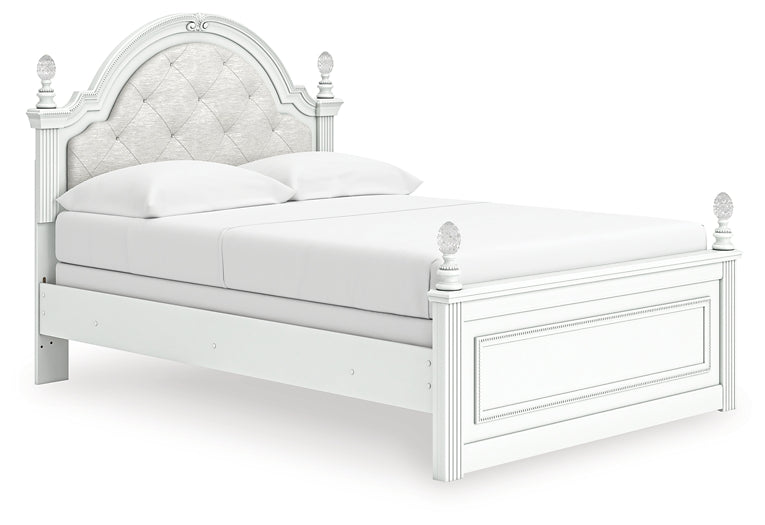Kozlani  Upholstered Panel Bed, Dresser And Mirror
