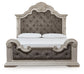 Bruchandi  Upholstered Panel Bed With Mirrored Dresser And Nightstand