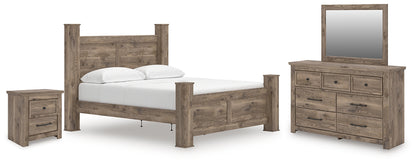 Rusticott California  Poster Bed With Mirrored Dresser And Nightstand