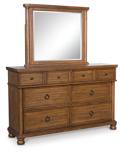 Rowlenstown  Poster Bed With Mirrored Dresser