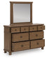Rowlenstown  Poster Bed With Mirrored Dresser