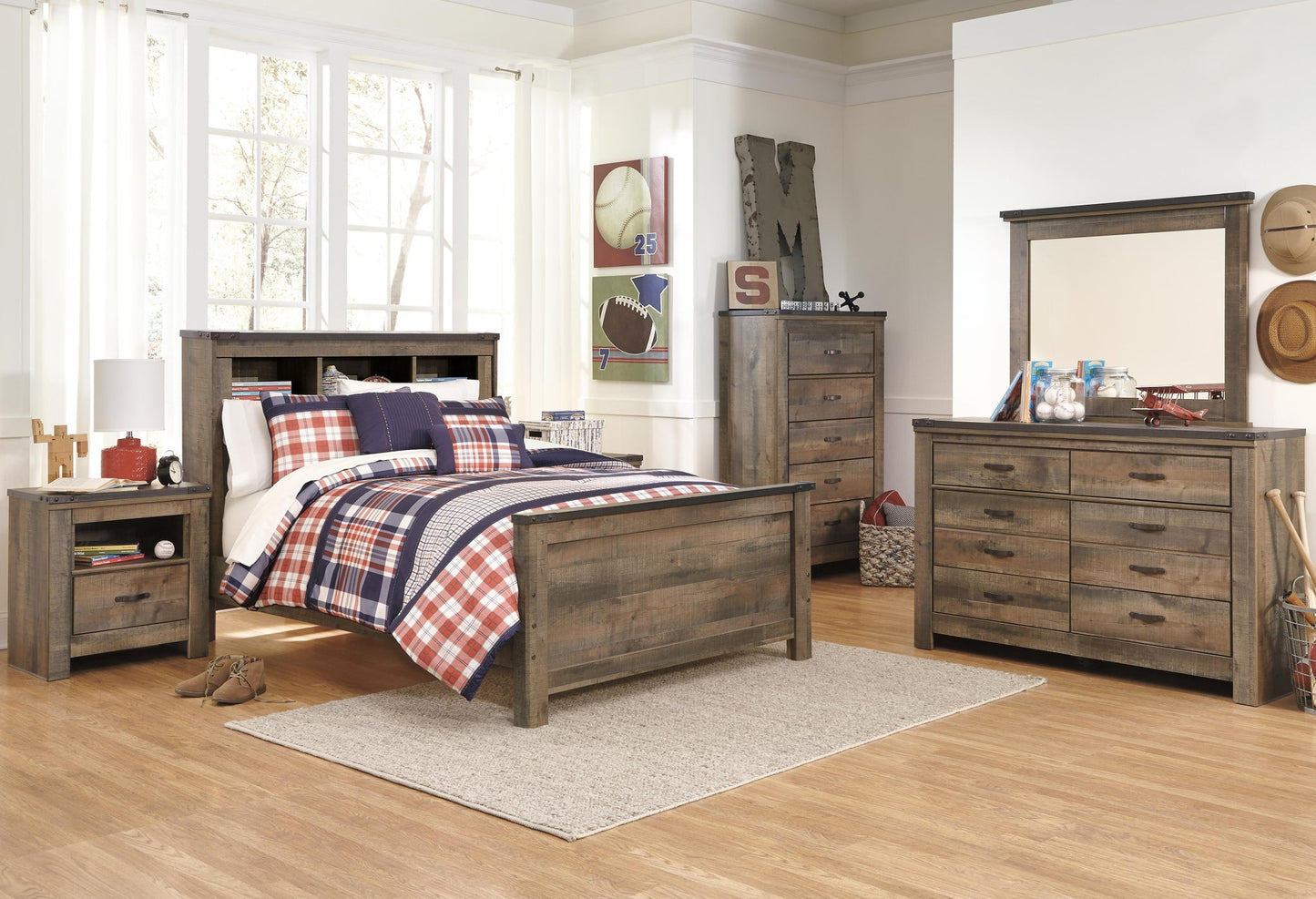 Trinell  Bookcase Panel Bed