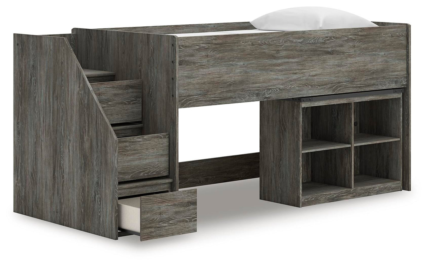 Frandern  Loft  Bed With Bookcase Storage
