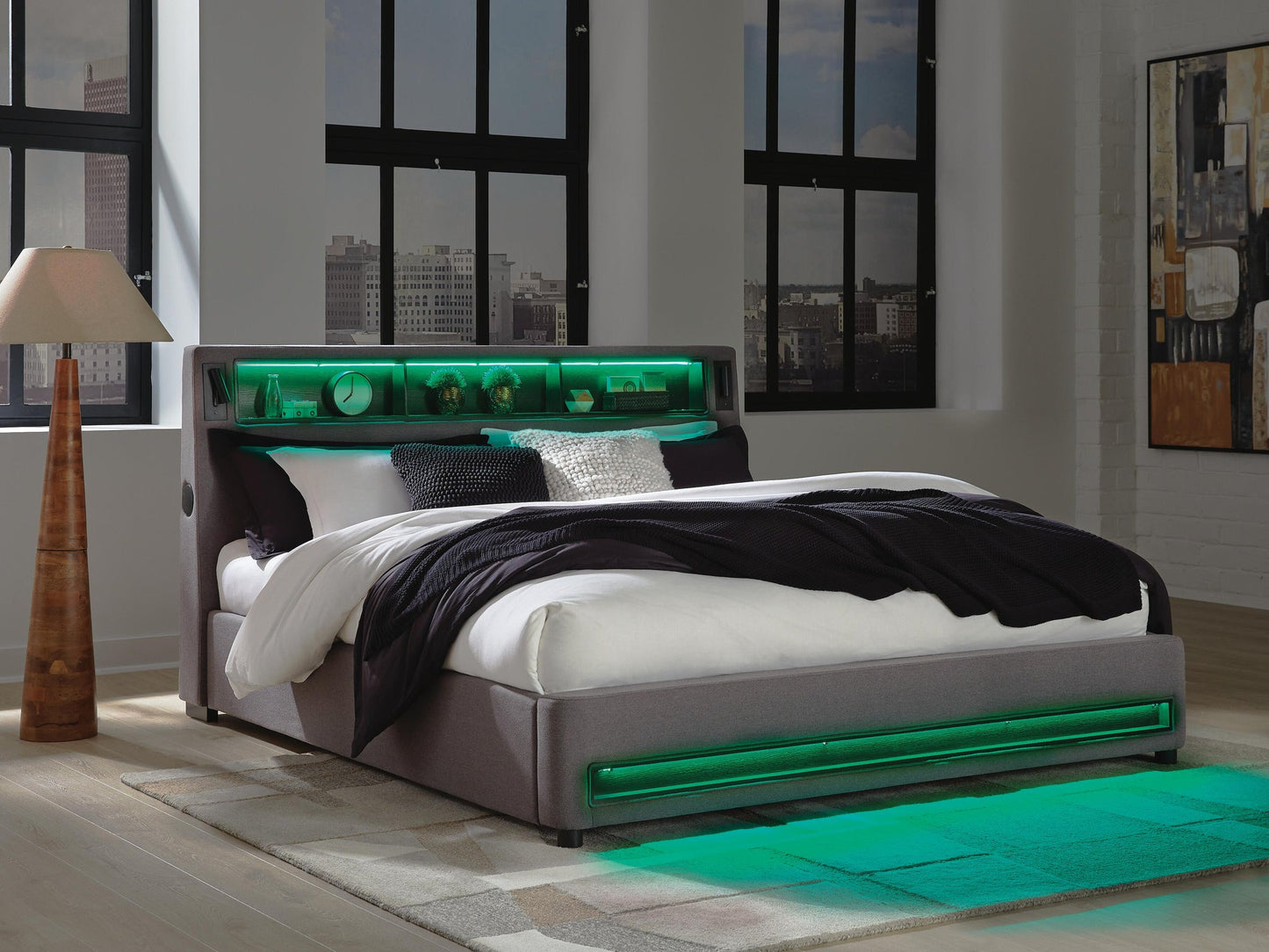 Verishaw California  Upholstered Bed With Wireless Audio