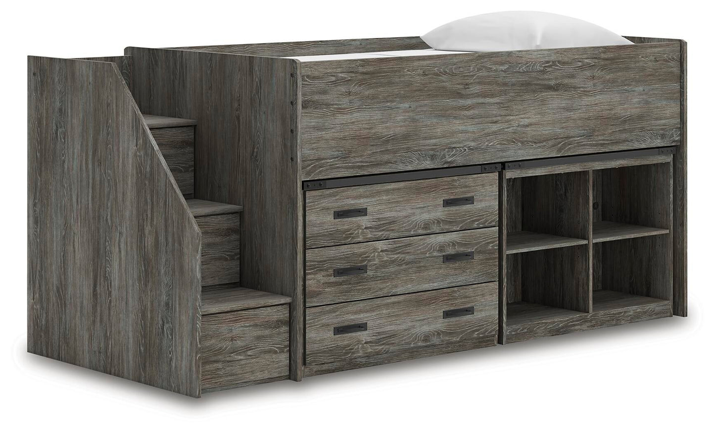 Frandern  Loft  Bed With Bookcase And Drawer Storage