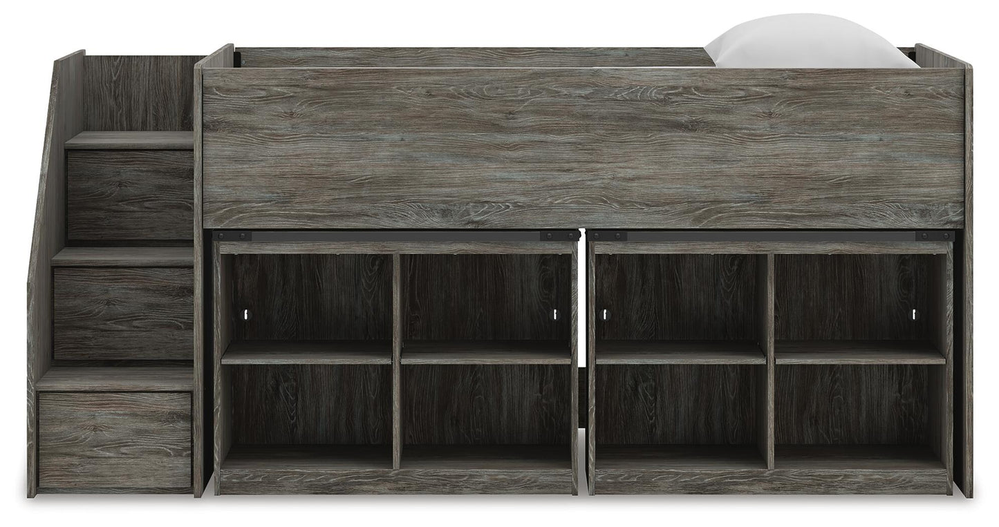 Frandern  Loft Bed With Bookcase Storage