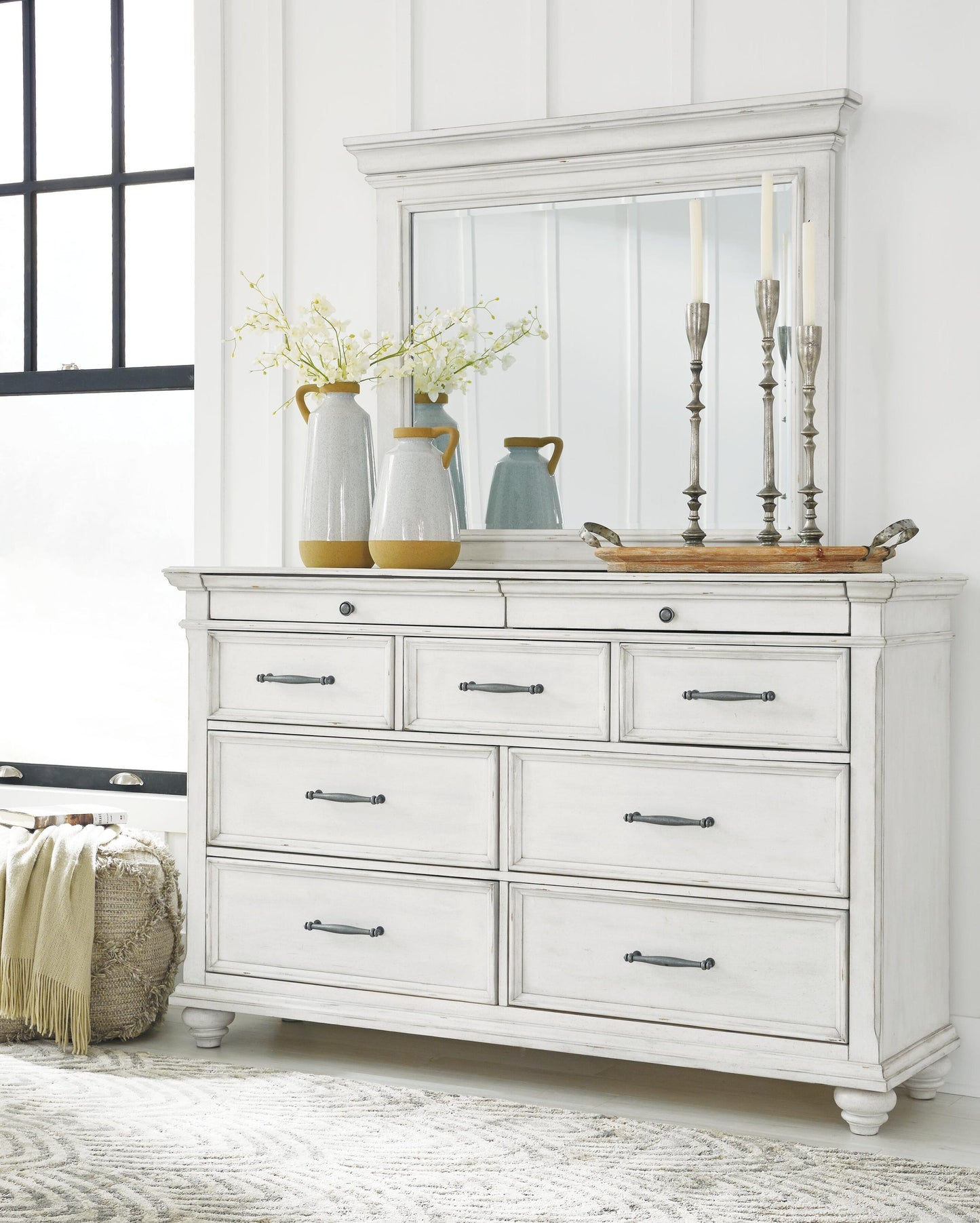 Kanwyn  Panel Bed, Dresser And Mirror