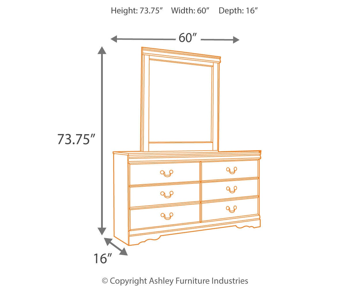 Huey Vineyard  Sleigh Headboard Bed With Mirrored Dresser