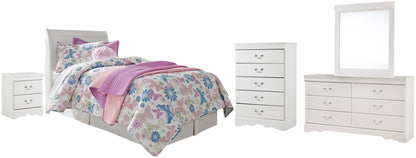 Anarasia  Sleigh Headboard, Dresser, Mirror, Chest And Nightstand