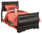 Huey Vineyard  Sleigh Bed With Mirrored Dresser