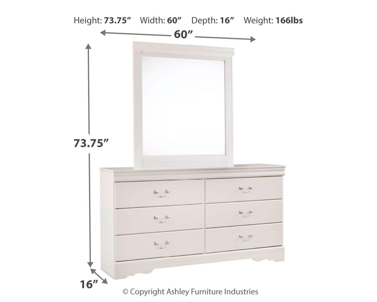 Anarasia  Sleigh Bed With Mirrored Dresser