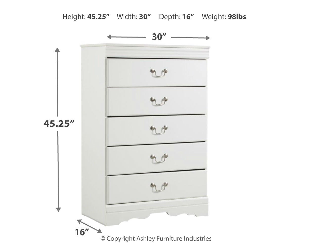 Anarasia  Sleigh Headboard, Dresser, Mirror, Chest And Nightstand