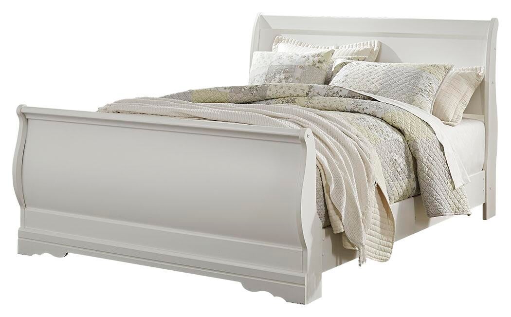 Anarasia  Sleigh Bed With Mirrored Dresser, Chest And Nightstand