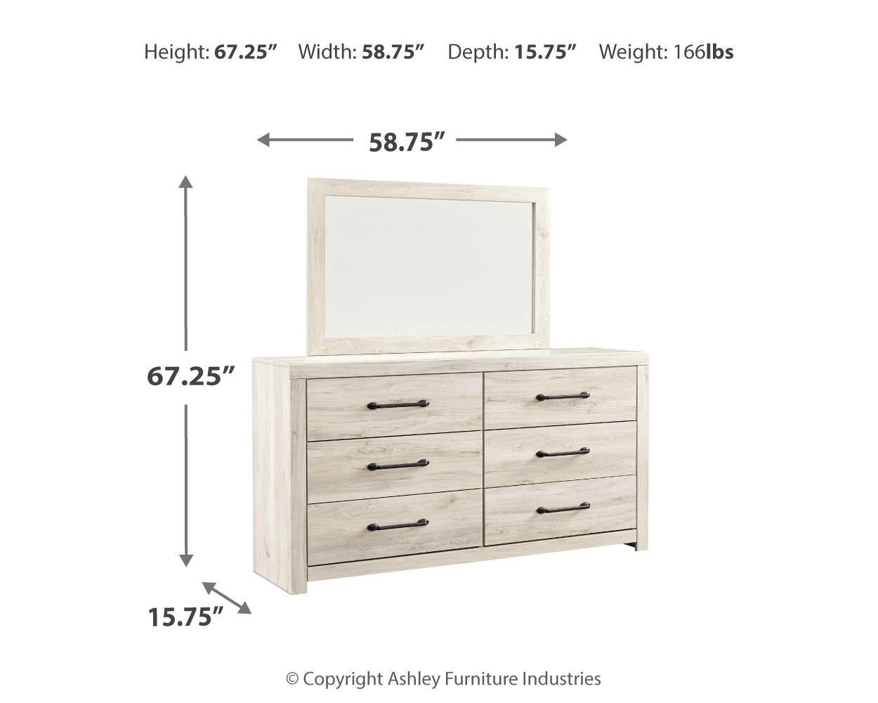 Cambeck  Panel Bed With 4 Storage Drawers With Mirrored Dresser