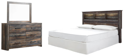 Drystan /California King Bookcase Headboard Bed With Mirrored Dresser