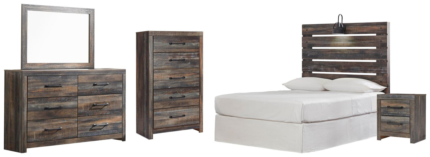 Drystan  Panel Headboard, Dresser, Mirror, Chest And Nightstand