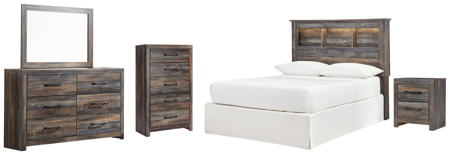 Drystan  Bookcase Headboard, Dresser, Mirror, Chest And Nightstand