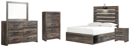 Drystan  Panel Bed With 4 Storage Drawers, Dresser, Mirror, Chest And Nightstand