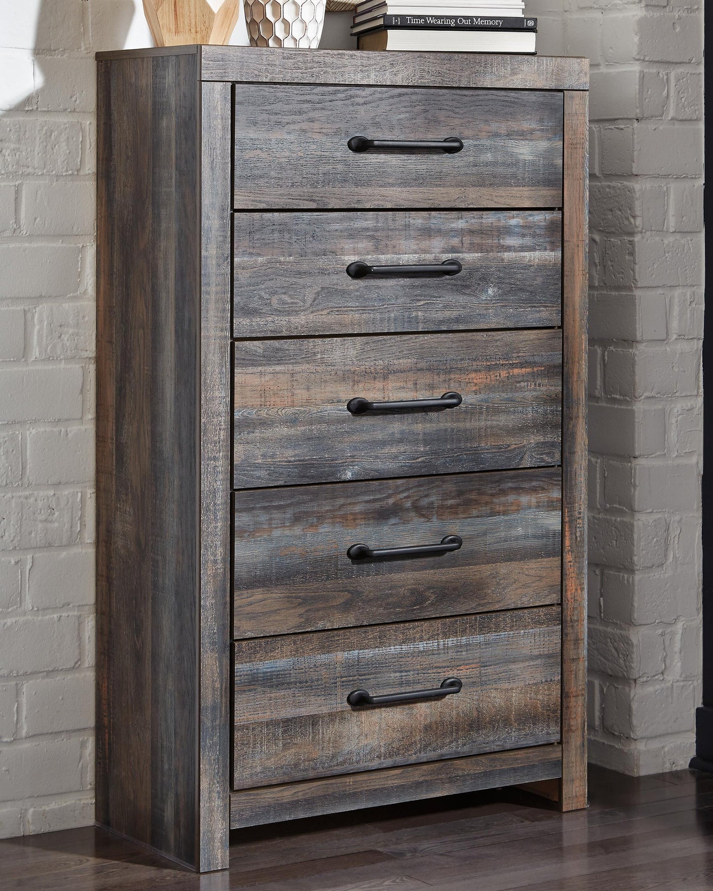 Drystan  Bookcase Bed With 4 Storage Drawers, Dresser, Mirror, Chest And Nightstand