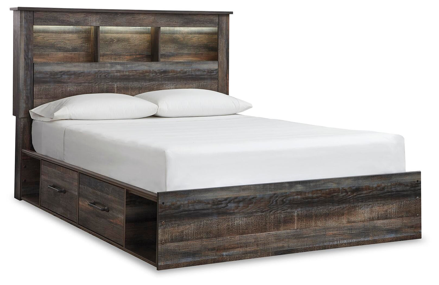 Drystan  Bookcase Bed With 4 Storage Drawers, Dresser, Mirror, Chest And Nightstand