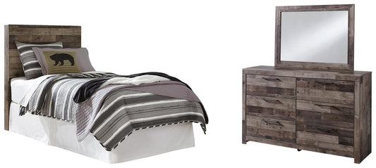 Derekson  Panel Headboard Bed With Mirrored Dresser