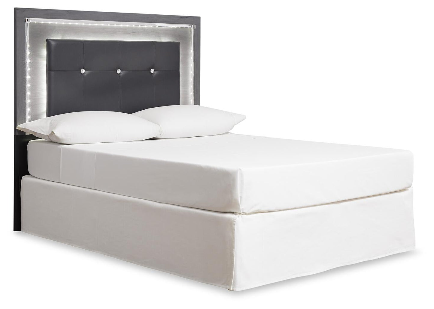 Lodanna /California King Upholstered Panel Headboard Bed With Mirrored Dresser, Chest And Nightstand
