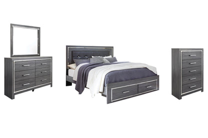Lodanna  Panel Bed With 2 Storage Drawers, Dresser, Mirror, Chest And Nightstand