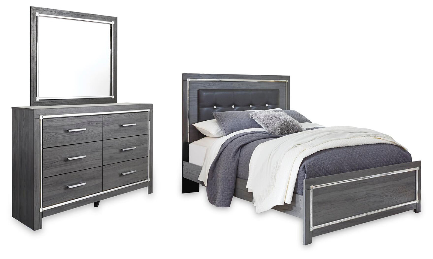 Lodanna  Panel Bed With Mirrored Dresser