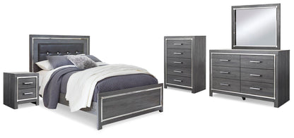 Lodanna  Panel Bed With Mirrored Dresser, Chest And Nightstand