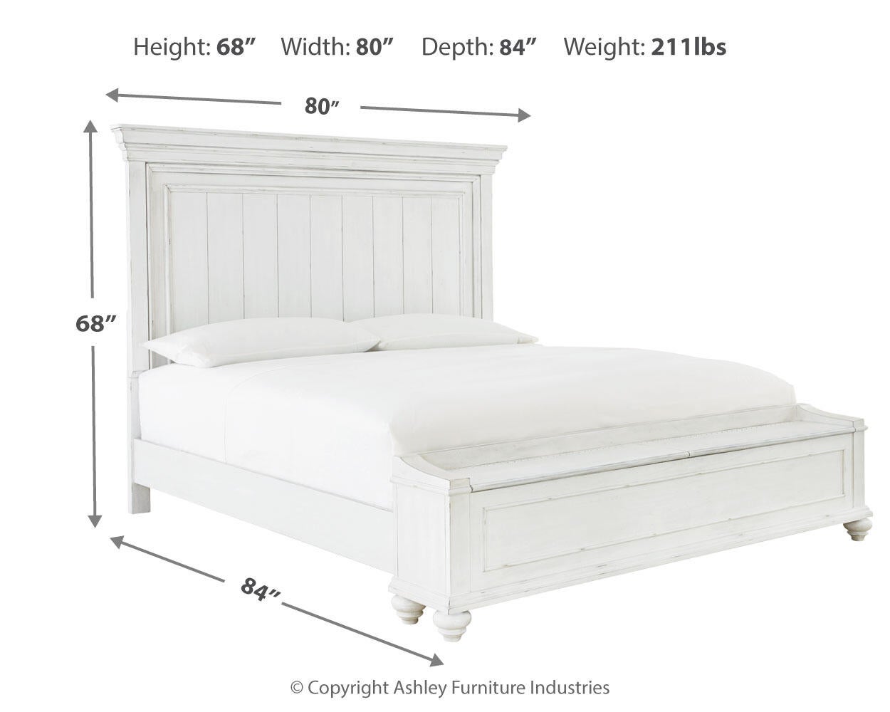 Kanwyn  Panel Bed With Storage Bench, Dresser And Mirror