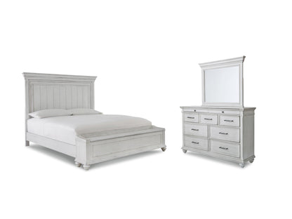 Kanwyn  Panel Bed With Storage Bench, Dresser And Mirror