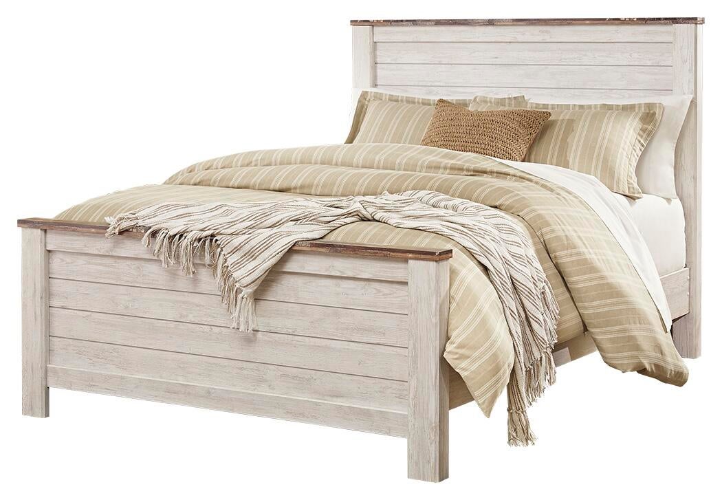 Willowton  Panel Bed With Mirrored Dresser