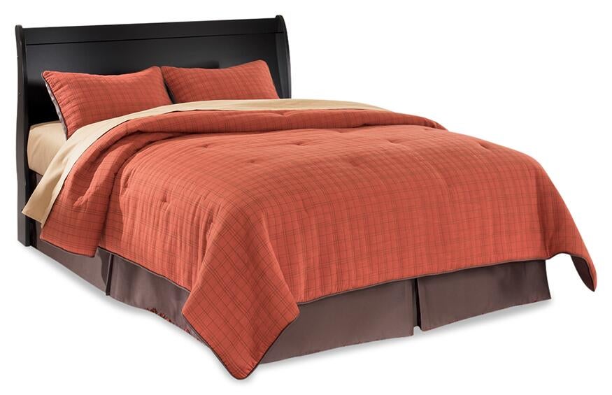 Huey Vineyard  Sleigh Headboard Bed With Mirrored Dresser, Chest And Nightstand