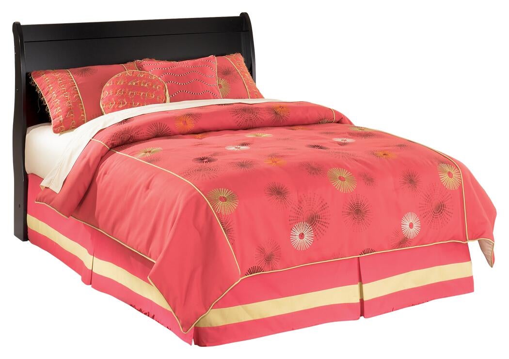 Huey Vineyard  Sleigh Headboard Bed With Mirrored Dresser, Chest And Nightstand