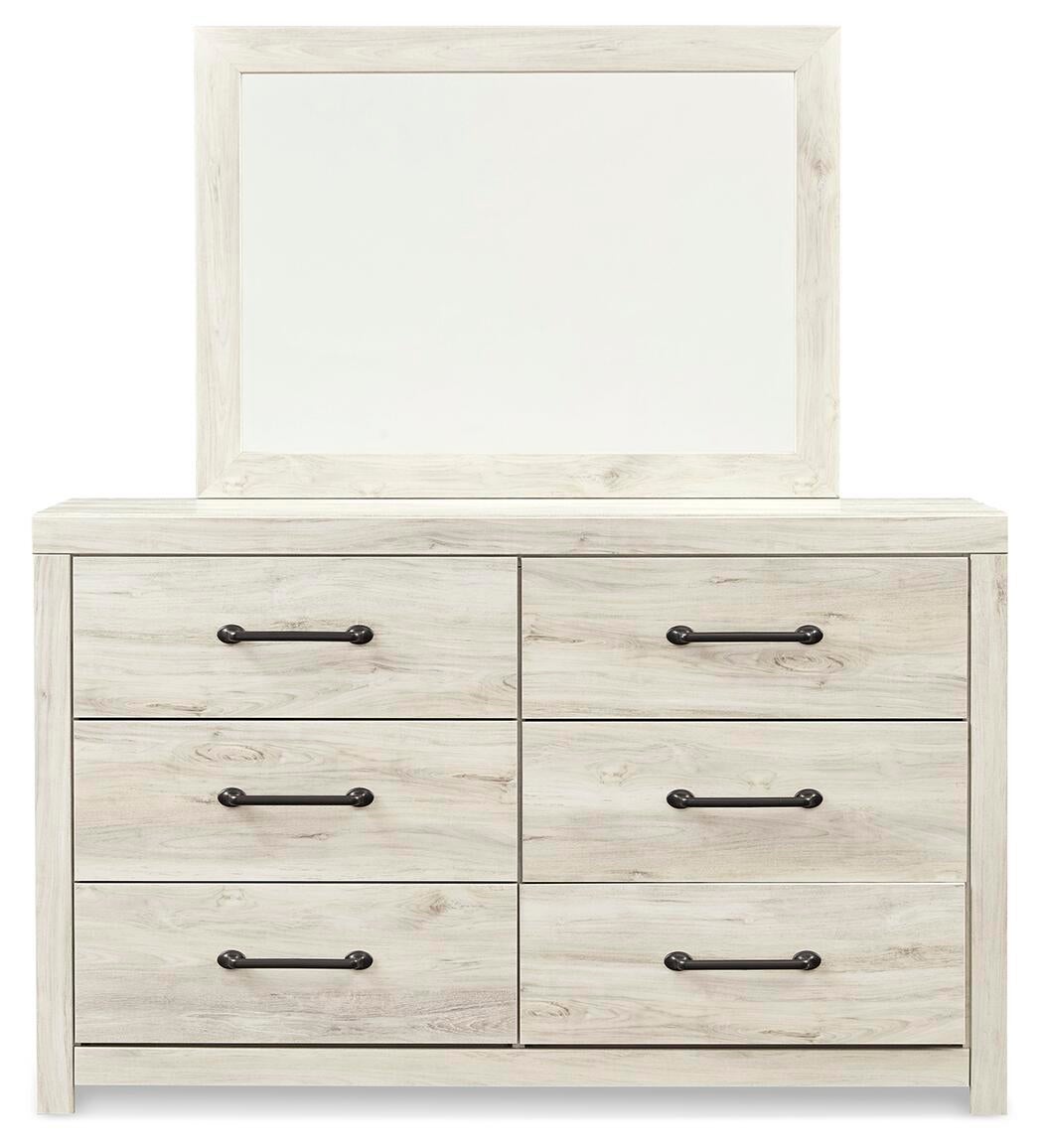 Cambeck  Panel Bed With 2 Storage Drawers With Mirrored Dresser