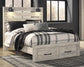 Cambeck  Panel Bed With 2 Storage Drawers With Mirrored Dresser