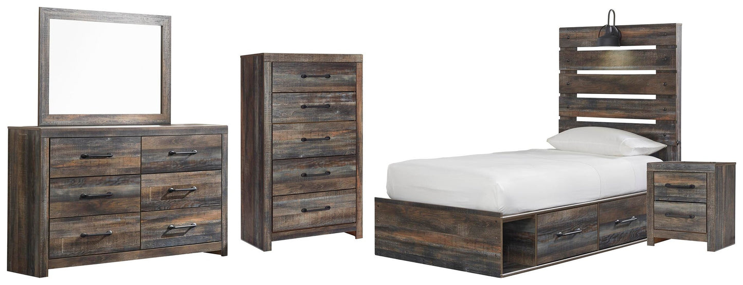 Drystan  Panel Bed With 4 Storage Drawers, Dresser, Mirror, Chest And Nightstand