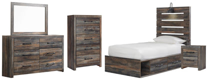 Drystan  Panel Bed With 4 Storage Drawers, Dresser, Mirror, Chest And Nightstand