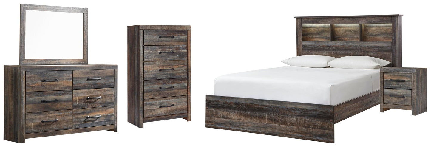Drystan  Bookcase Bed, Dresser, Mirror, Chest And Nightstand