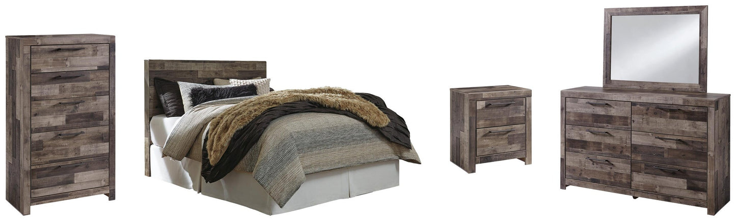 Derekson / Panel Headboard Bed With Mirrored Dresser, Chest And Nightstand