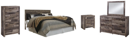 Derekson  Panel Headboard Bed With Mirrored Dresser, Chest And Nightstand