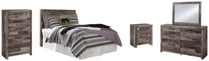 Derekson  Panel Headboard Bed With Mirrored Dresser, Chest And Nightstand