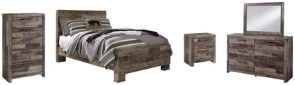 Derekson  Panel Bed With Mirrored Dresser, Chest And Nightstand