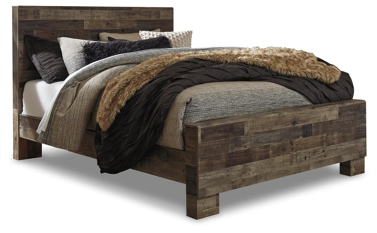 Derekson  Panel Bed With Mirrored Dresser, Chest And Nightstand