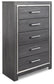 Lodanna  Upholstered Panel Headboard Bed With Mirrored Dresser, Chest And Nightstand