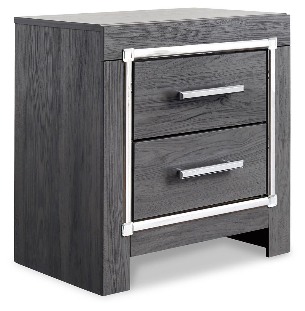 Lodanna  Upholstered Panel Headboard Bed With Mirrored Dresser, Chest And Nightstand
